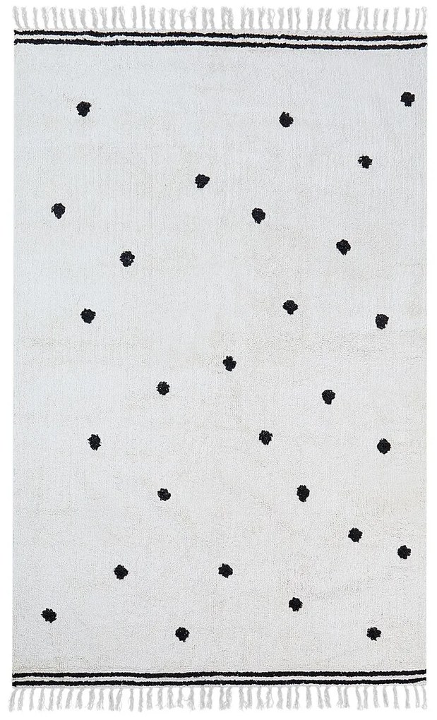 Bavlnený koberec 140 x 200 cm biely LAZA Beliani