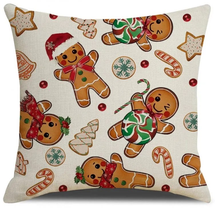 Vianočná obliečka na vankúš GINGER PARADE 45x45 cm, béžová