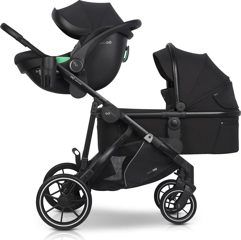 Súrodenecký kočík EasyGo Duoflex Ebony Black 2 športové časti