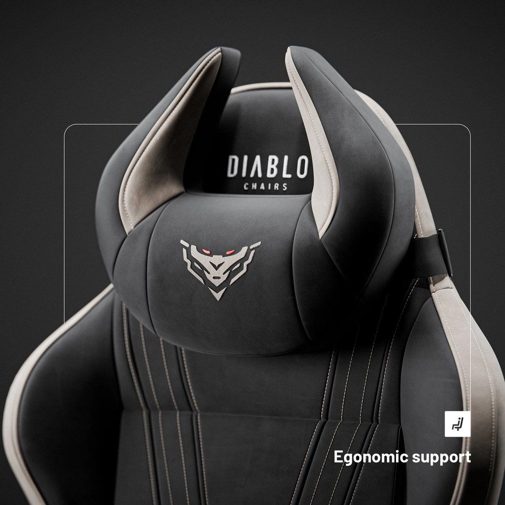 Herné kreslo z textílie Normal Size, čierno-béžové: Diablo X-Horn 2.0 Camel Black