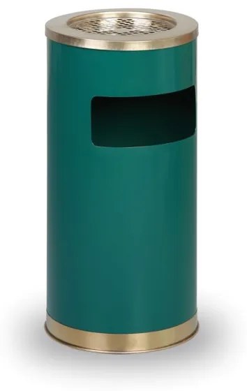 Vonkajší odpadkový kôš s popolníkom, 640 x 305 x 305 mm, zelený / nerez