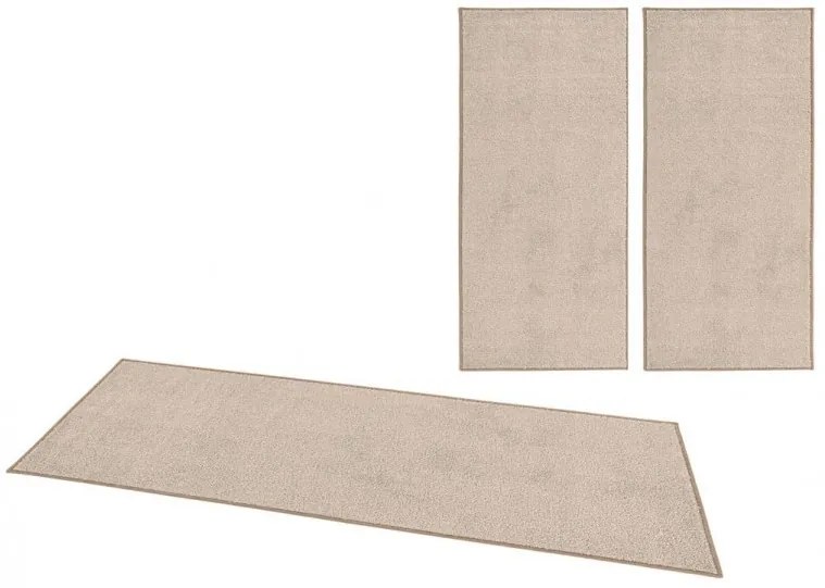 Hanse Home Collection koberce Spálňová sada Pure 102662 Taupe/Cream - 3 diely: 70x140 cm (2x), 70x240 cm (1x) cm