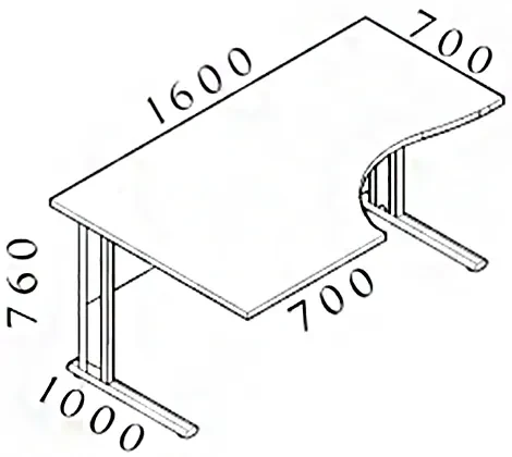 Ergonomický stôl Visio 160 x 100 cm, ľavý, orech