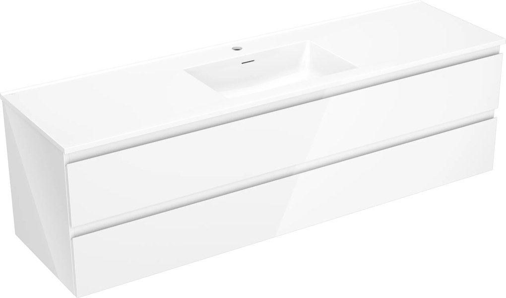 Kúpeľňová skrinka Mexen Orio 160 cm s umývadlom Otis, 2 zásuvky, biela