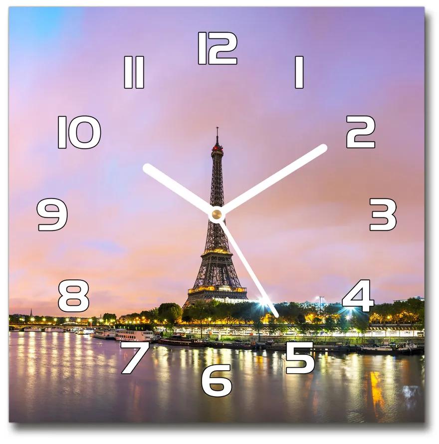 Sklenené hodiny štvorec Eiffelova veža Paríž pl_zsk_30x30_f_73567490