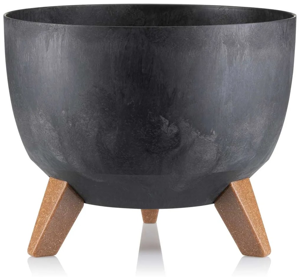 PLASTOVÝ KVETINÁČ ROSA ECO 18X29 CM IMITÁCIA BETÓNU ČIERNA