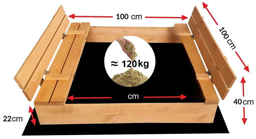 Drevené pieskovisko s lavičkami 150 cm