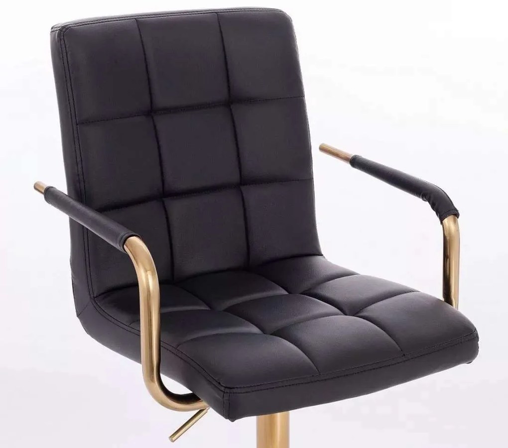 LuxuryForm DESIGN Otočná stolička VERONA GOLD na čiernej podstave s kolieskami - čierna