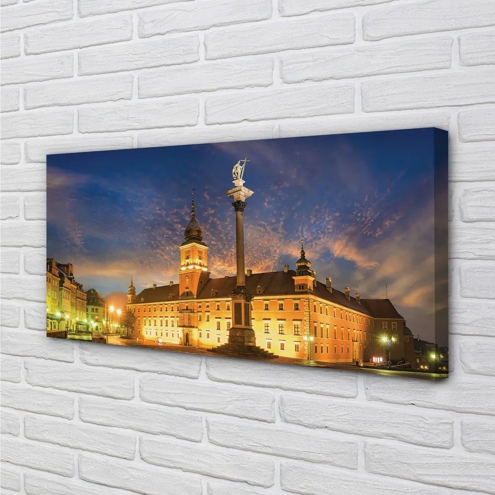 Obraz na plátne Warsaw Old Town sunset 125x50 cm