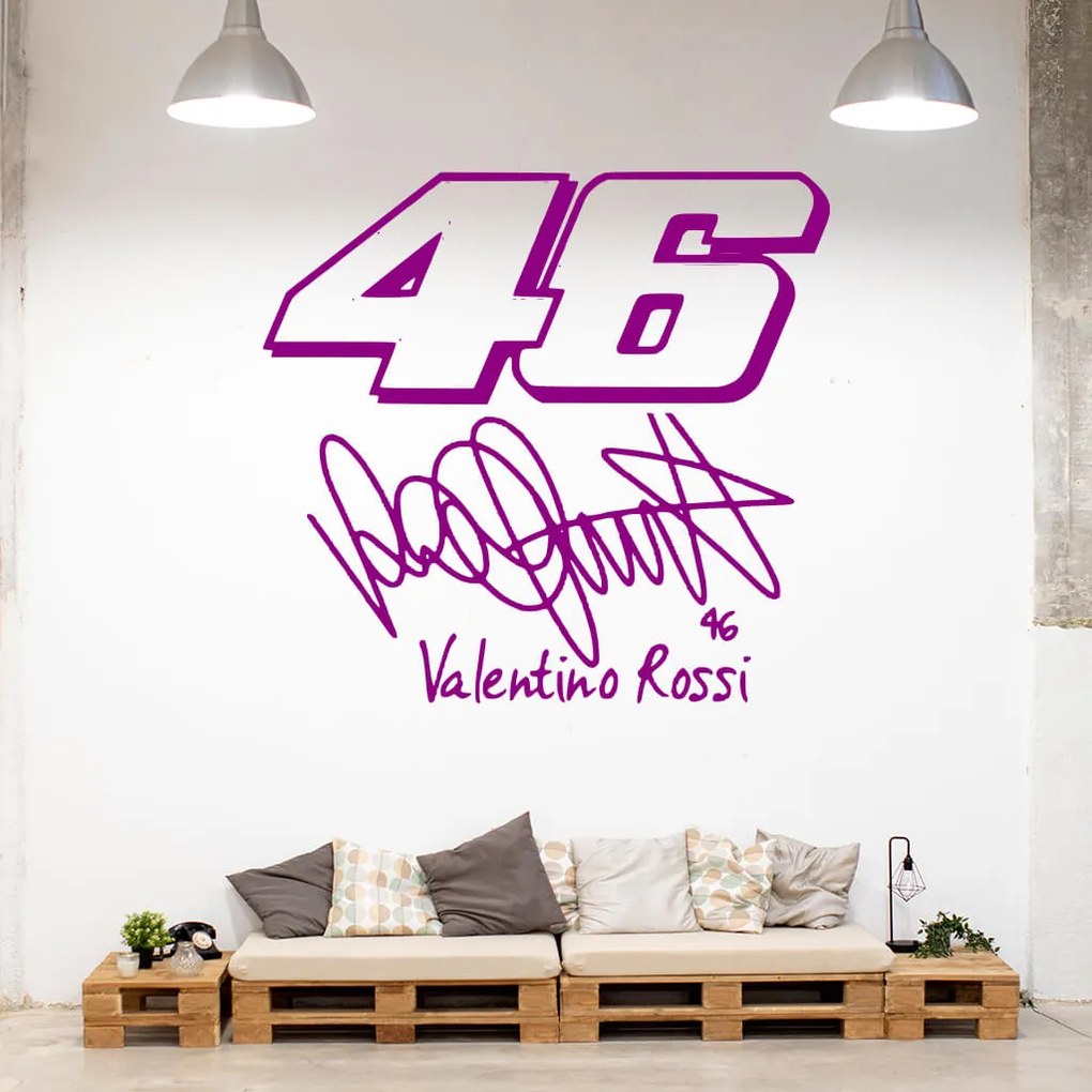 Veselá Stena Samolepka Valentino Rossi 46 Farba: růžová, Veľkosť: 40 x 37 cm