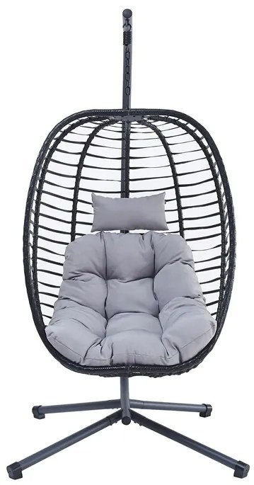 Autronic BONTEC Závesné kreslo, kov, polyratan, sivá, AZ-V1289 GREY Farba: Šedá