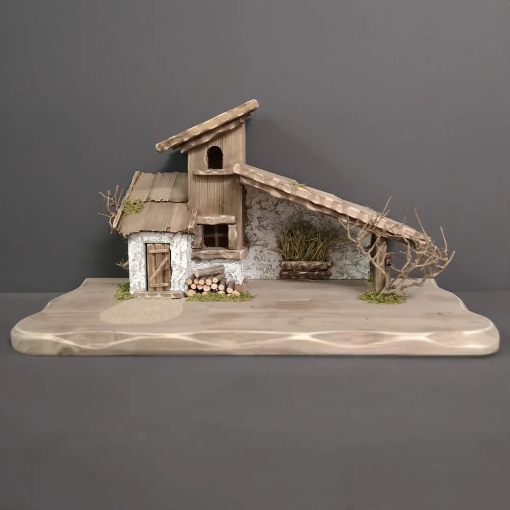 AMADEA Drevený betlehem šedohnedý BEZ FIGURÍK 45 cm