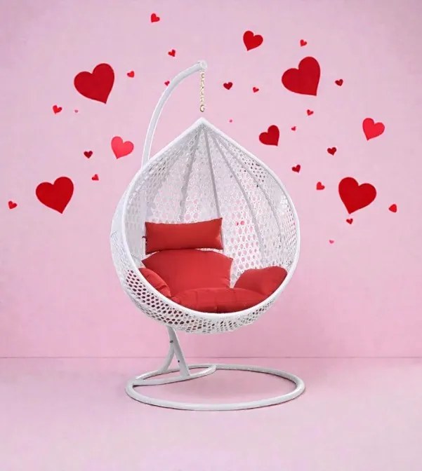 Závesné hojdacie kreslo BIANCO - BIELE + farba vankúša na výber Farba: BIELY