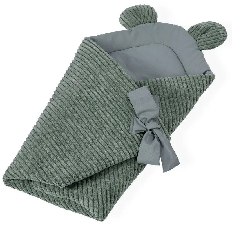 Zelená menčestrová detská zavinovačka 35x65 cm – Meowbaby