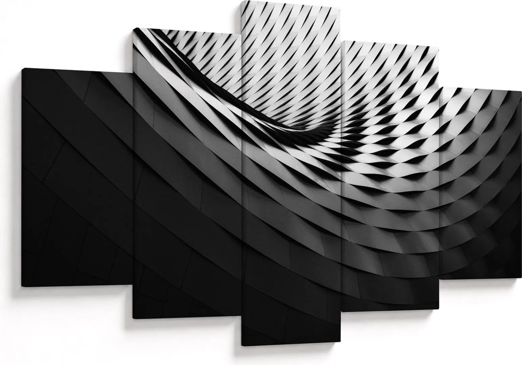 Abstraktný obraz - čiernobiela špirála (150x105 cm)