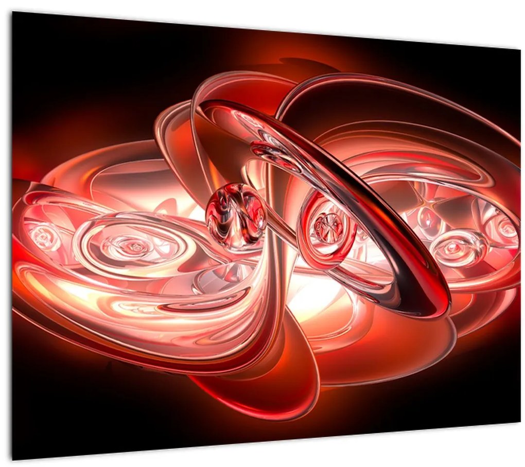 Sklenený obraz - červené tvary (70x50 cm)