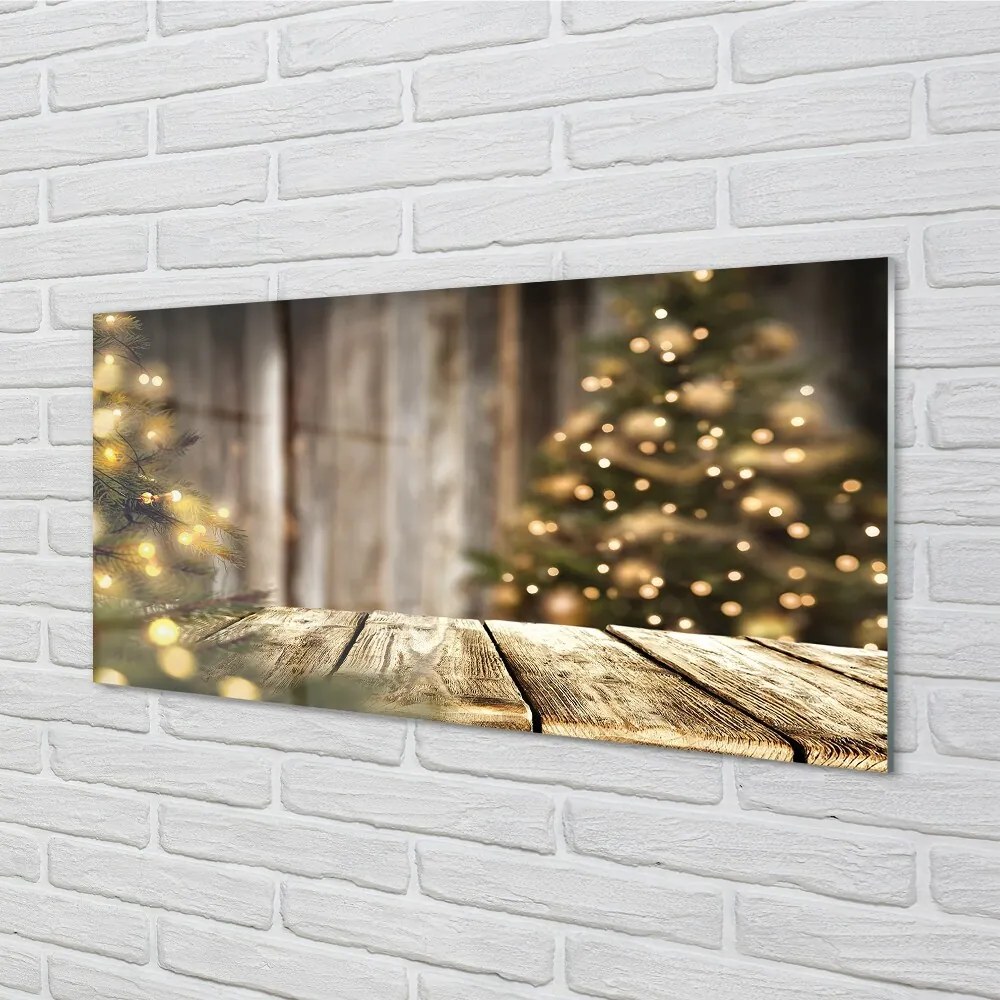 Sklenený obraz Dosky vianočné stromčeky 140x70 cm