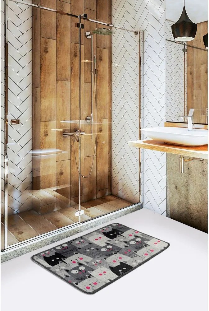 Sivá kúpeľňová predložka 40x60 cm Meow – Foutastic