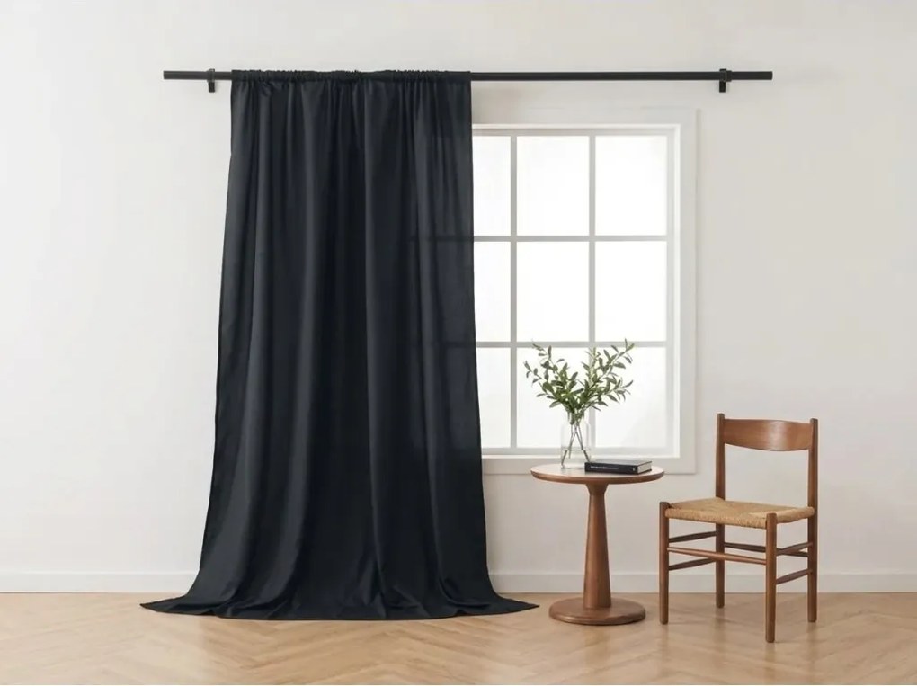 Záves OXFORD LIGHT 140x270 cm, čierny Zavesenie: Riasiaca páska