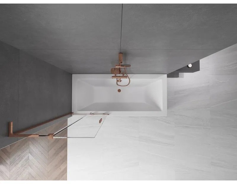 Mexen Velar L, 2-krídlová posuvná vaňová zástena 75 x 150 cm, 8mm číre sklo, ružové zlato, 896-075-003-01-60