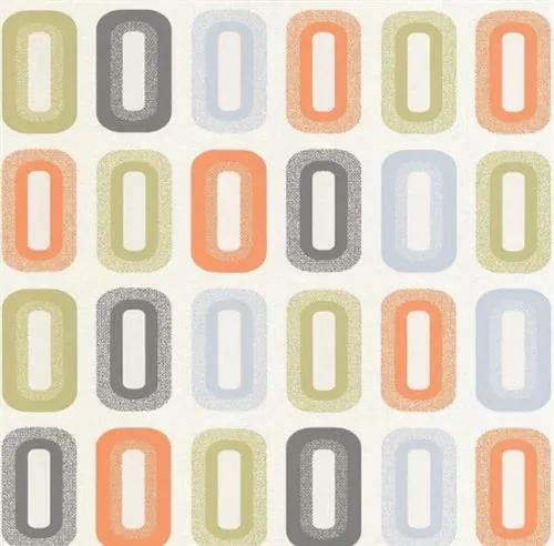 Vinylové tapety na stenu Collection 18190-40, rozmer 10,05 m x 0,53 m, retro oválky oranžové, zelené, modré, P+S International
