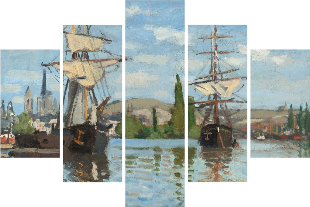 Obraz - Claude Monet, Ships Riding on the Seine at Rouen, reprodukcia (150x105 cm)