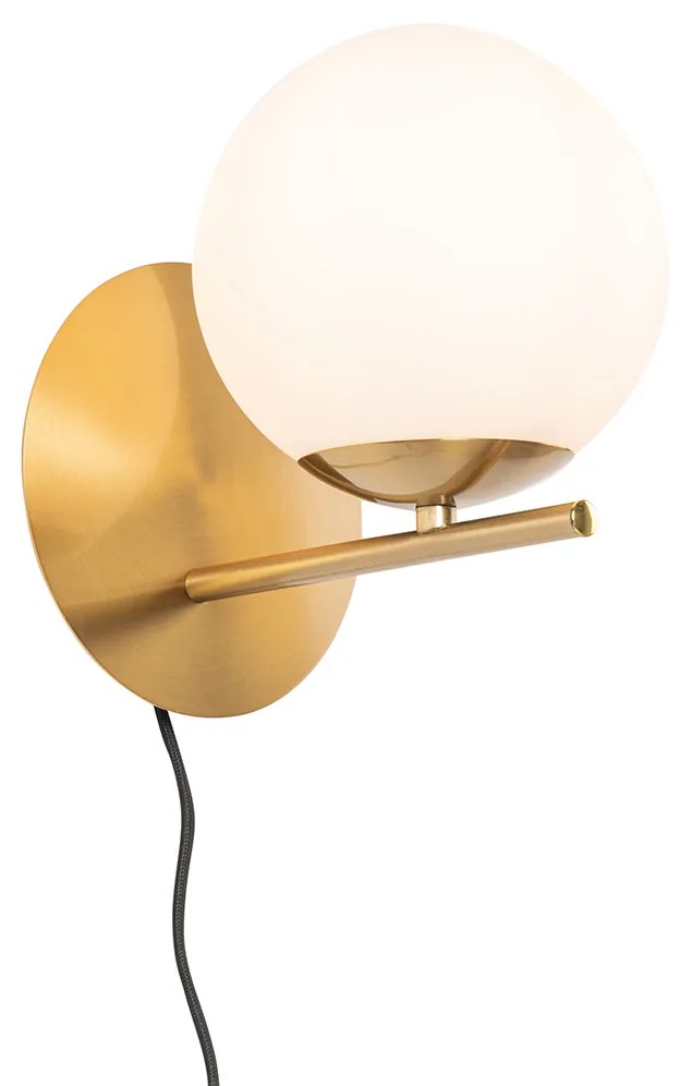 Art Deco nástenná lampa zlatá a opálové sklo - Flore