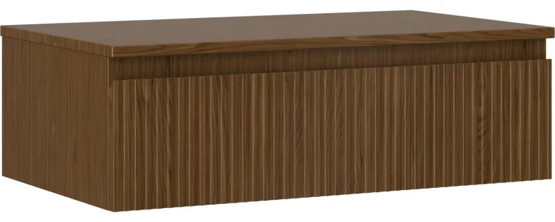 Mexen Rivel, kúpeľňová skrinka 80 cm s hornou časťou, 1 zásuvka, drážkovaná, orech, 91A20-08023-1-BFC86