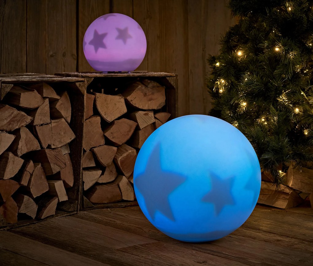 Solárna svetelná guľa s hviezdami a LED meniacimi farbu, veľká