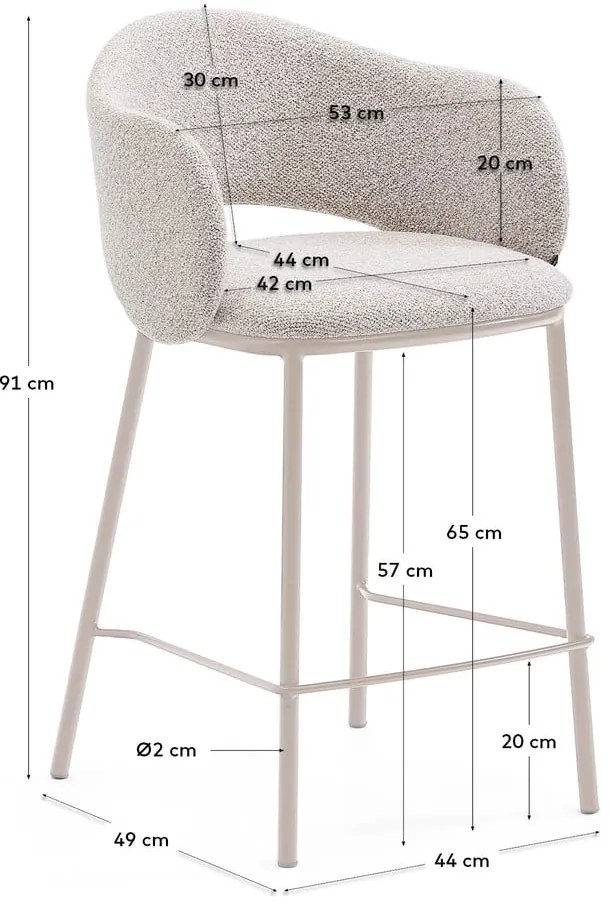 Barová stolička slonovinová (výška sedadla 65 cm) Maina – Kave Home