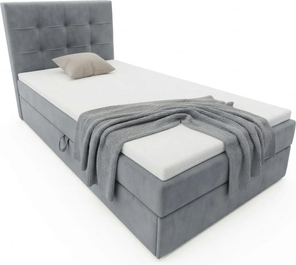 Čalúnená posteľ boxspring DIRELIS TRINITY 90x200 cm sivá Matrac: Bonell pružinová matrac