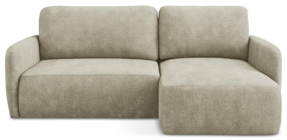 Béžová ženilková rozkladacia/s úložným priestorom rohová pohovka (pravý roh/s leňoškou) Lilo – Makamii