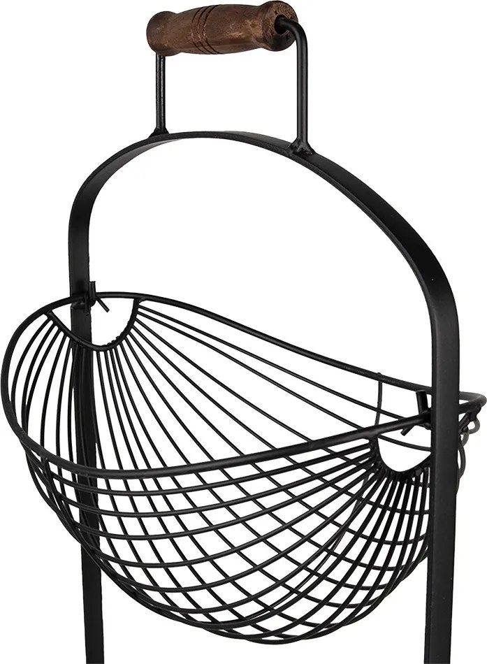 Čierny kovový stojan s 2 košíkmi - 27*19*57 cm