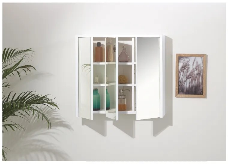 Livarno home Zrkadlová skrinka, biela, 64 x 61 x 16 cm (100392747)