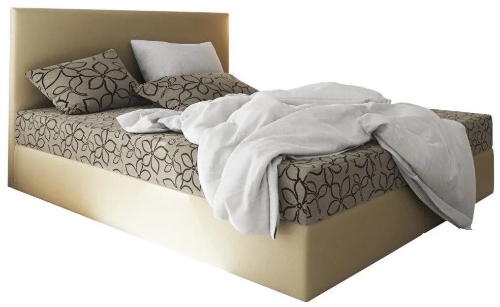 Čalouněná postel boxspring ELONA - flowers 48/sioux biela / 160x200