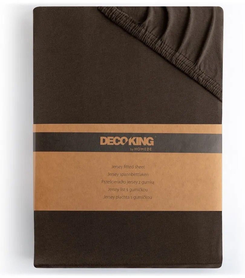 Tmavohnedá napínacia plachta jersey 120x200 cm Amber – Restilo