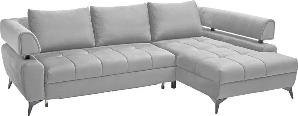 Rohová sedacia súprava Paris, svetlo šedá látka, pravý roh