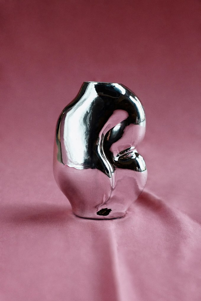 HK living Skleněná váza Gleam Chrome 900 ml