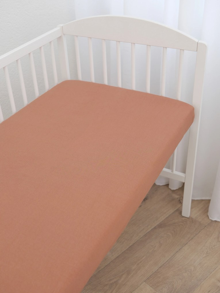 Jersey plachta do postieľky Classic 70 x 140 cm – terakota