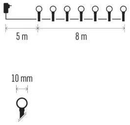 Světelný LED řetěz Cherry s časovačem 8 m studená bílá