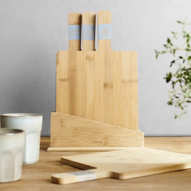 Sada štyroch dosiek na krájanie BAMBOU so sivou rúčkou SS22 812960 (4ks)