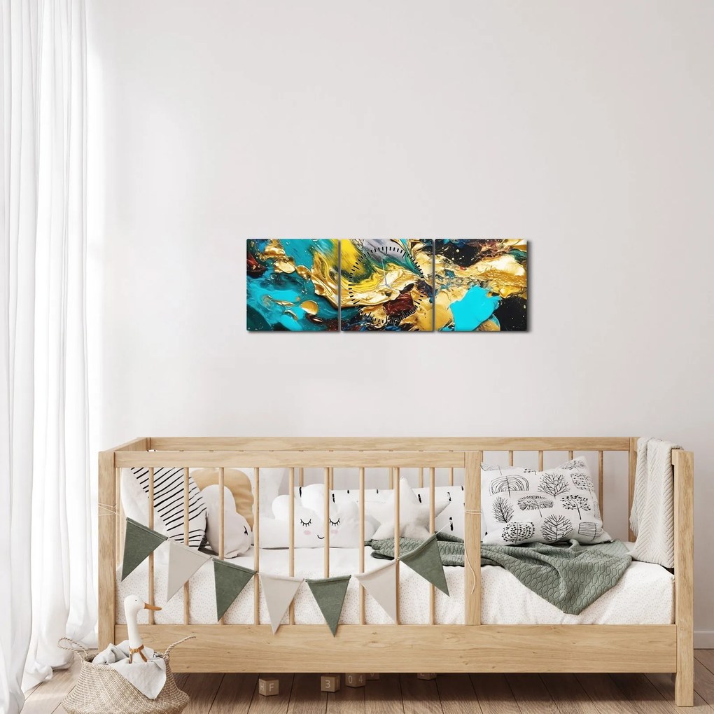 Obraz - Textúrovaná olejomaľba (s hodinami) (90x30 cm)