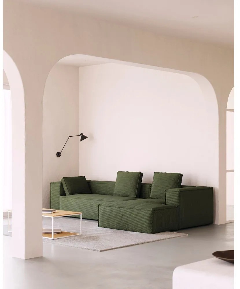 Zelený menčestrový vankúš na gauč Blok – Kave Home