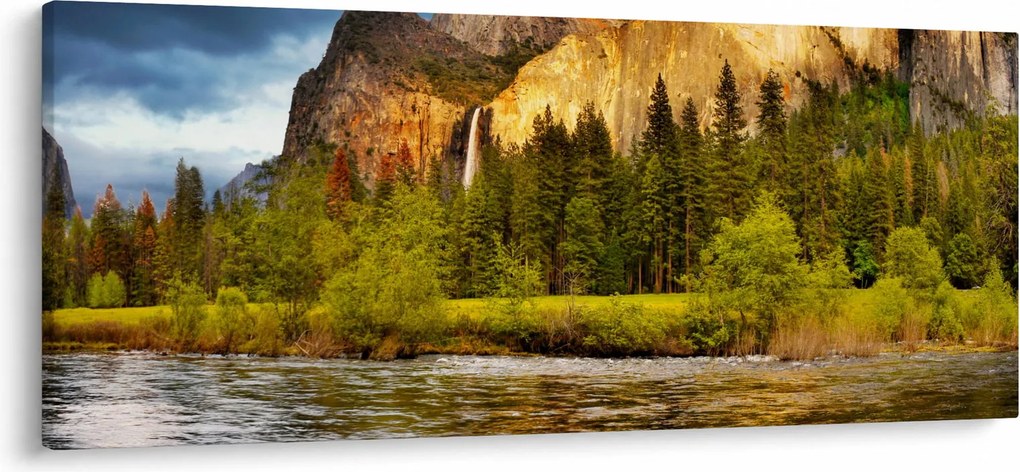 Obraz - Skaly pri jazere (120x50 cm)