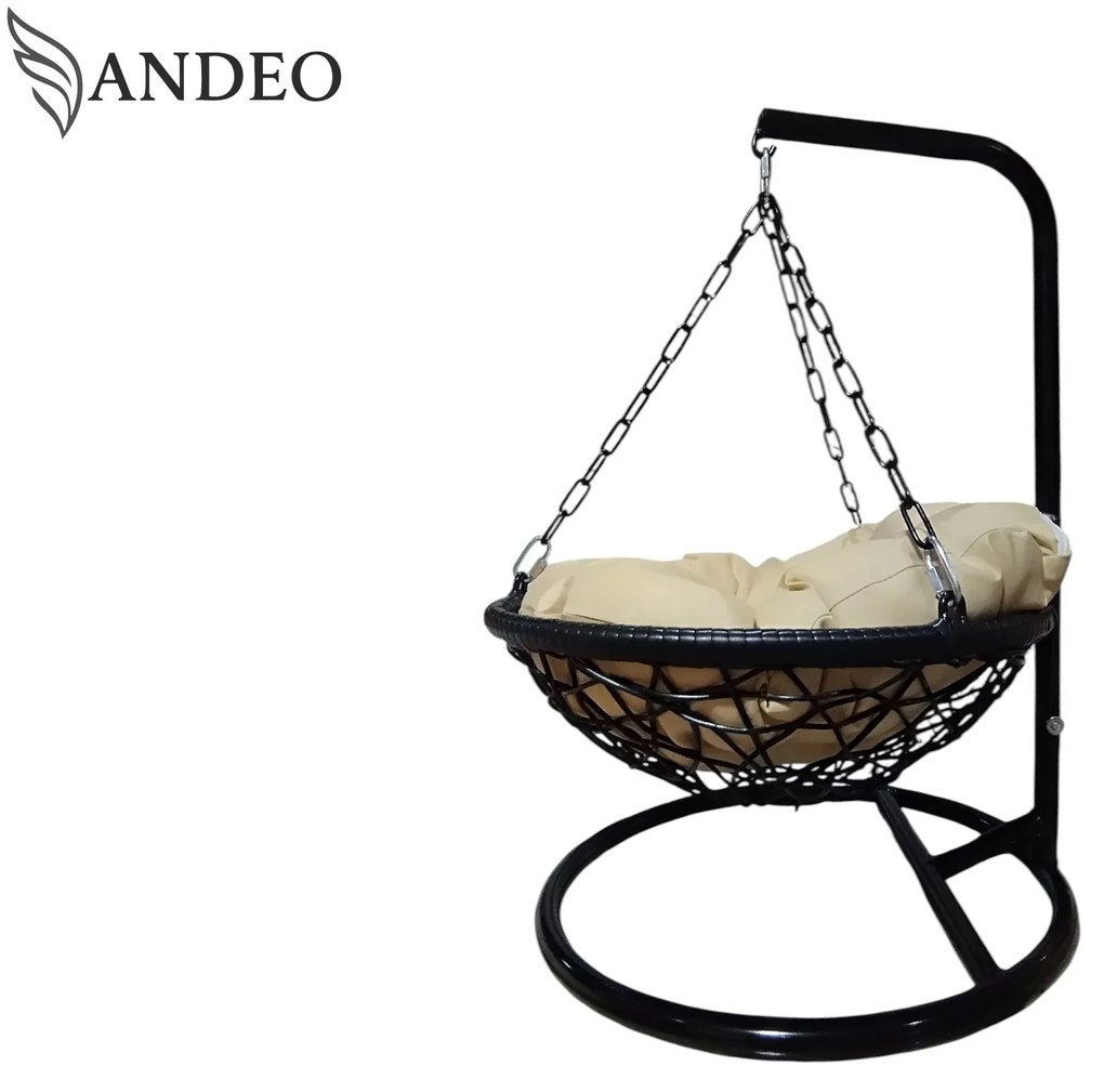 Závesné hojdacie kreslo pre mačky LILY - čierno béžové