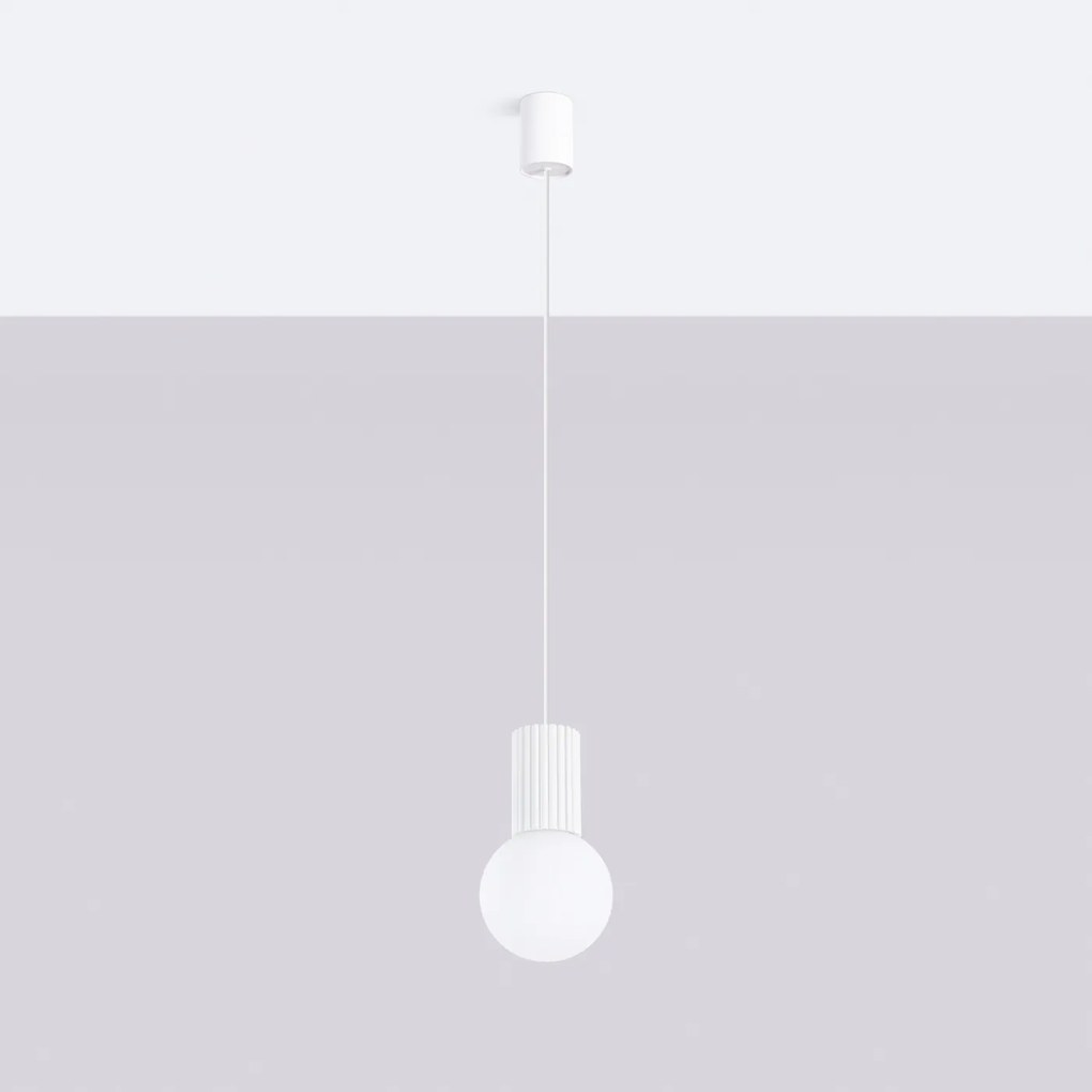 Závesné svietidlo Halo, 1x biele sklenené tienidlo, w