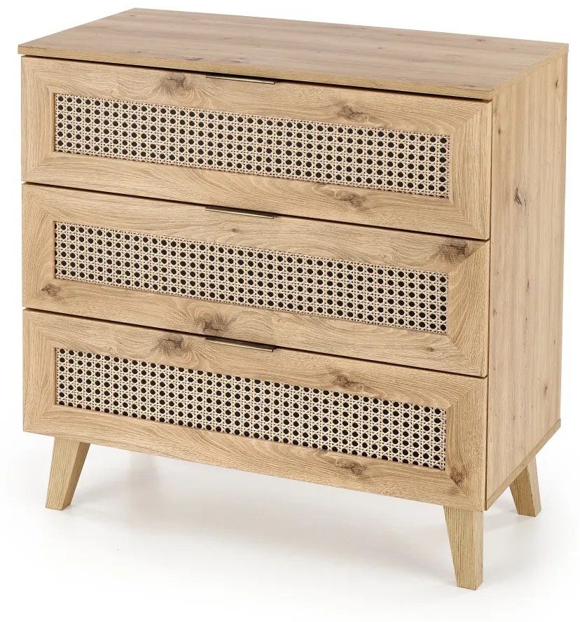 Komoda Borneo K 80 cm so zásuvkami dub artisan/čierna