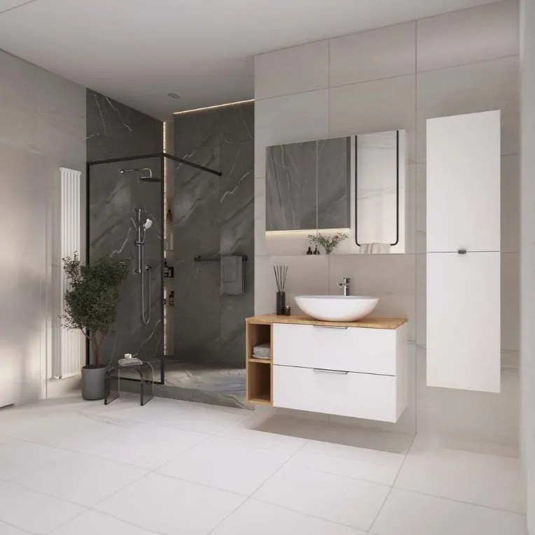 Cersanit Malika, vysoká závesná skrinka 400x300x1600 mm, biela lesklá, S598-050-DSM