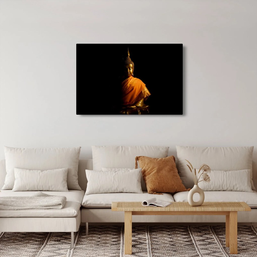 Obraz - Zlatá socha Budhu (90x60 cm)