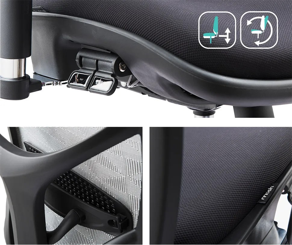 Ergonomická kancelárska stolička MOSH Airflow 601 – čierna